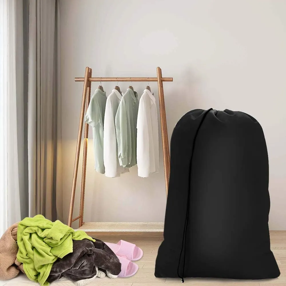 2 Pack Heavy Duty Large Laundry Bag 28 x 45 inch Extra Hamper Bag Dirty Clothes Organizer Drawstring Cloth Laundry Bag for Travel Camp Home College Dorm Black