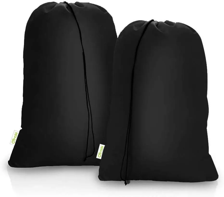 2 Pack Heavy Duty Large Laundry Bag 28 x 45 inch Extra Hamper Bag Dirty Clothes Organizer Drawstring Cloth Laundry Bag for Travel Camp Home College Dorm Black