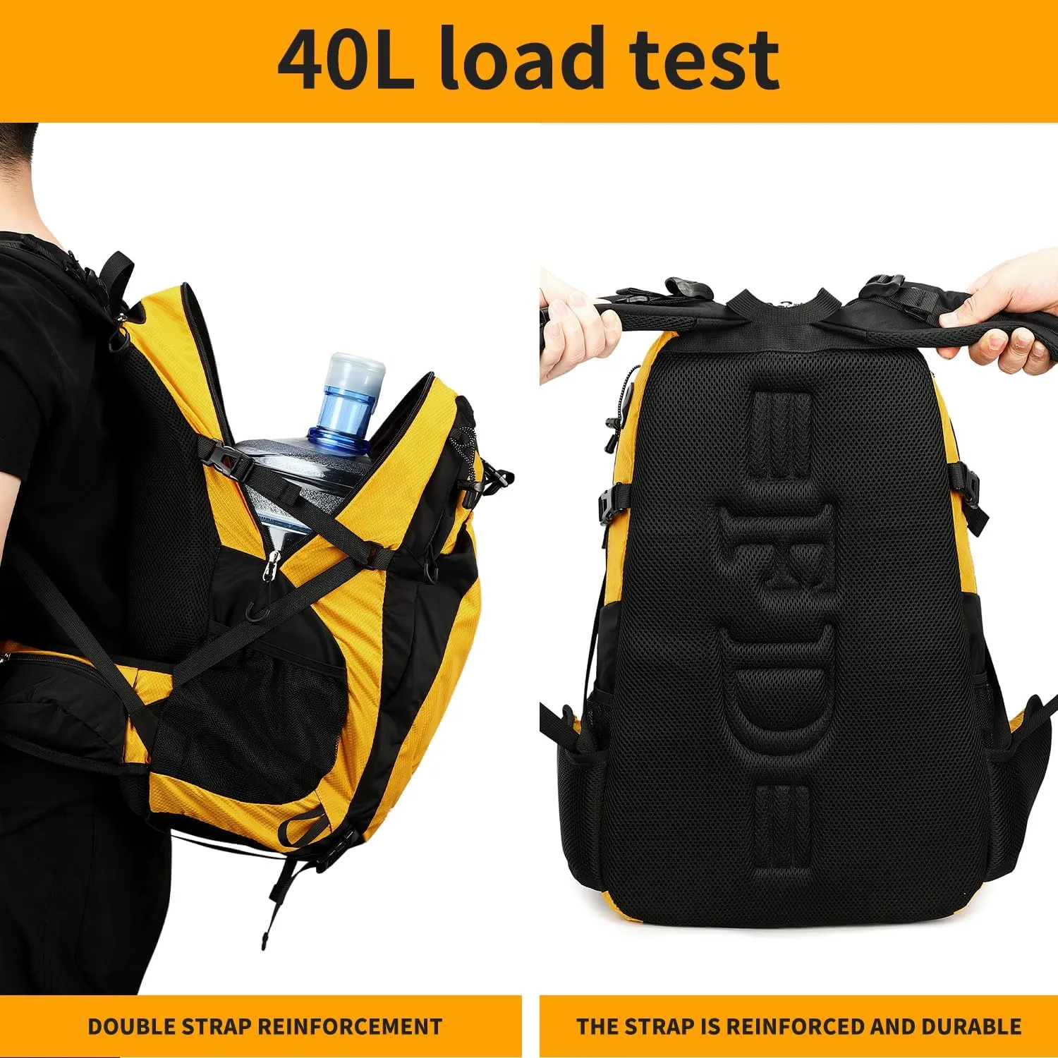 40L Waterproof Lightweight Outdoor Daypack Hiking,Camping,Travel Backpack for Men Women Yellow
