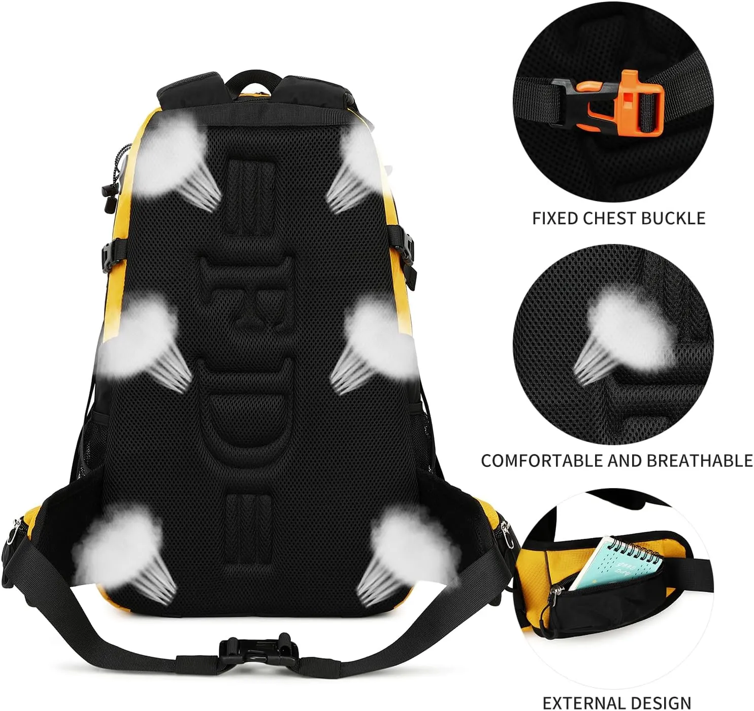 40L Waterproof Lightweight Outdoor Daypack Hiking,Camping,Travel Backpack for Men Women Yellow