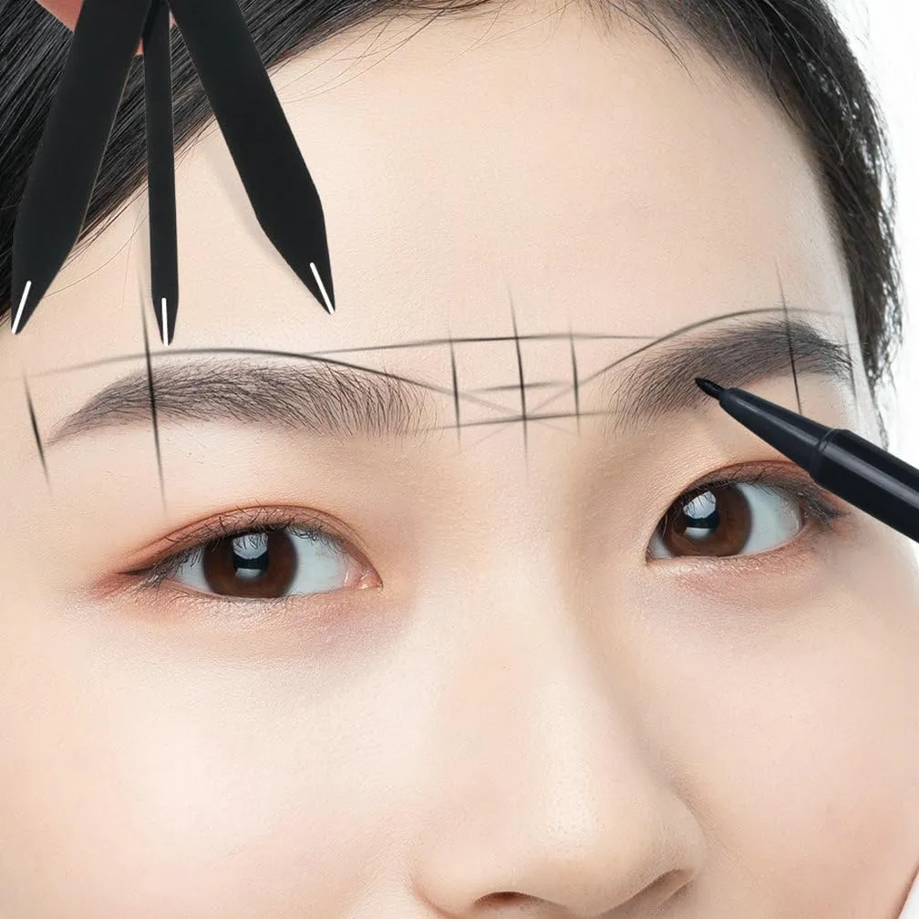 Brow Measuring Tool for Mapping, Stainless Steel Compass Eyebrow Ruler for Microblading Eyeliner Semi Permanent Makeup (Silver)