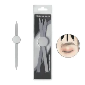 Brow Measuring Tool for Mapping, Stainless Steel Compass Eyebrow Ruler for Microblading Eyeliner Semi Permanent Makeup (Silver)