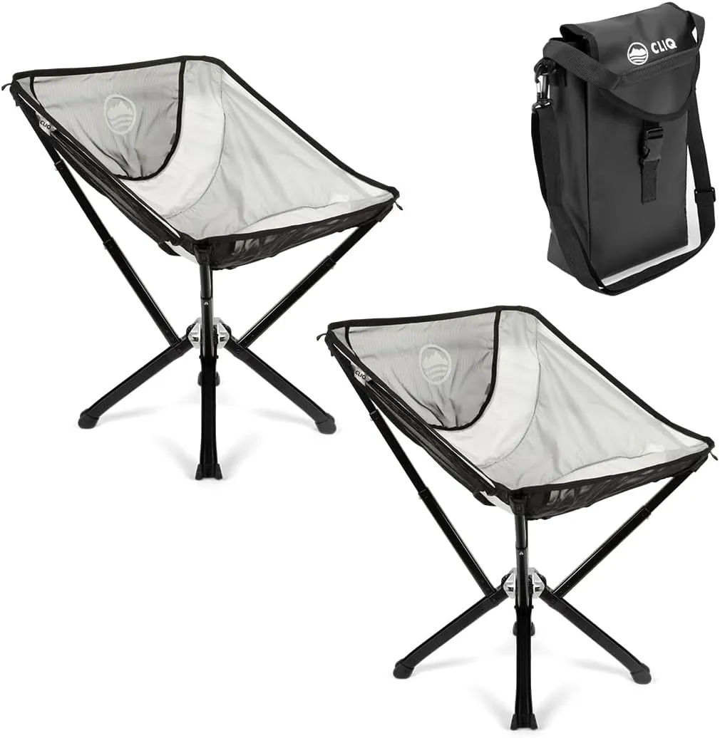CLIQ Portable Chair - Lightweight Folding Chair for Camping - Supports 300 Lbs - Perfect for Outdoor Adventures - Mist Bundle