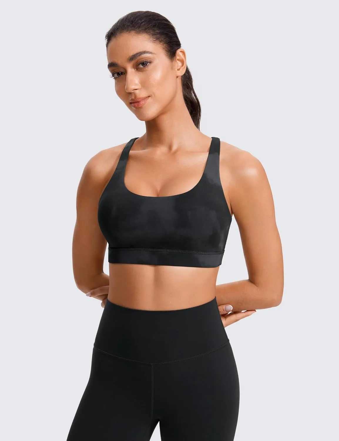 CRZ YOGA Women's Strappy Sports Bras Fitness Workout Padded Yoga Top Criss Cross Back Cami