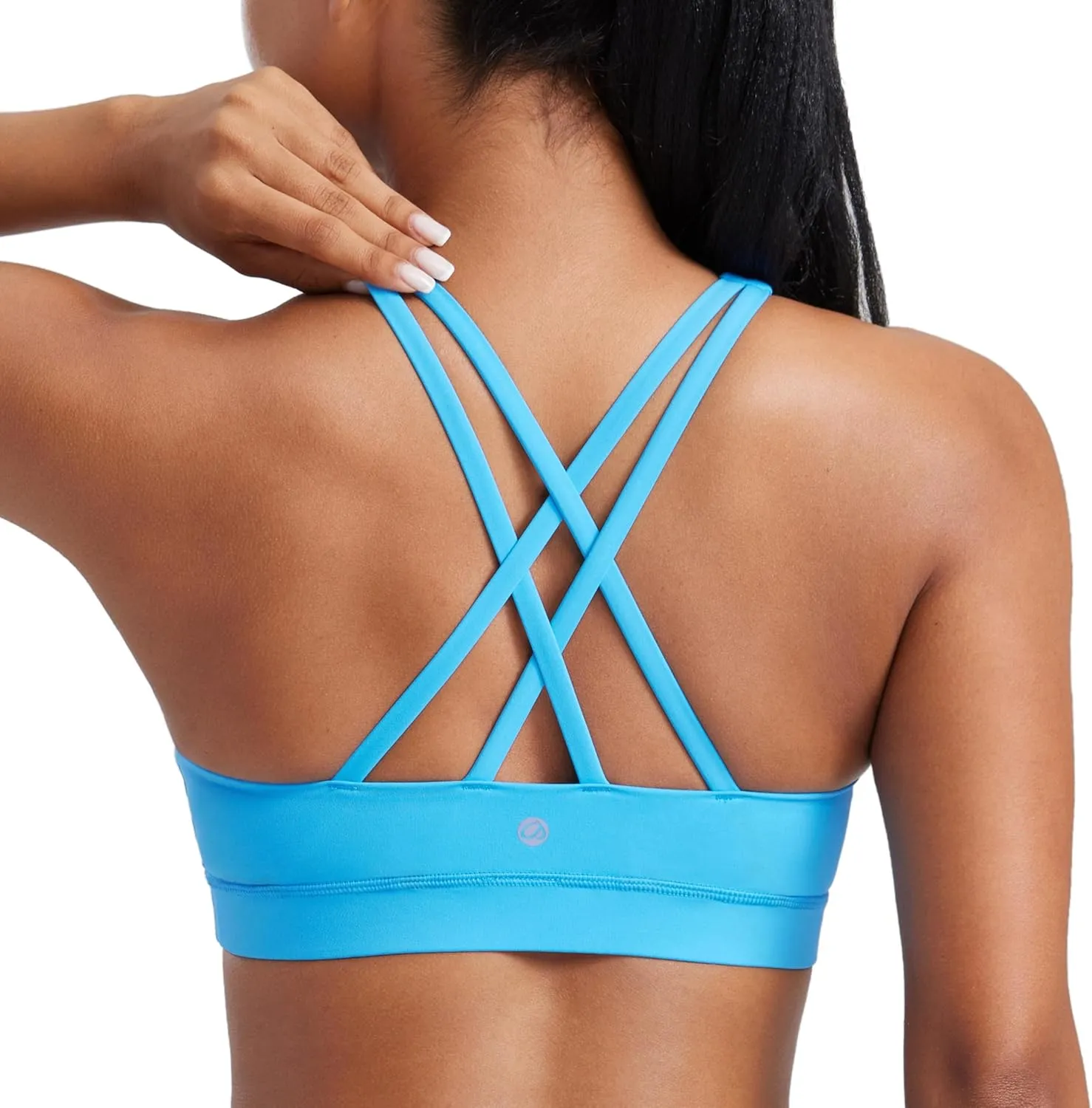 CRZ YOGA Women's Strappy Sports Bras Fitness Workout Padded Yoga Top Criss Cross Back Cami