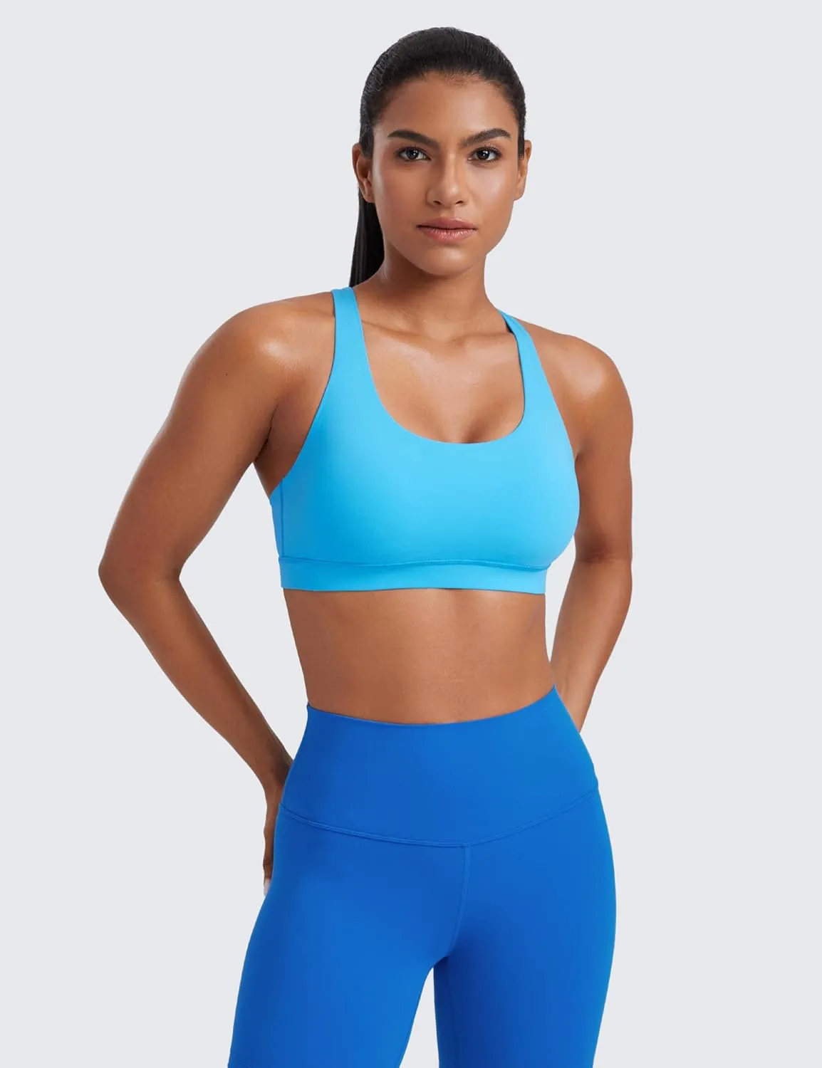 CRZ YOGA Women's Strappy Sports Bras Fitness Workout Padded Yoga Top Criss Cross Back Cami