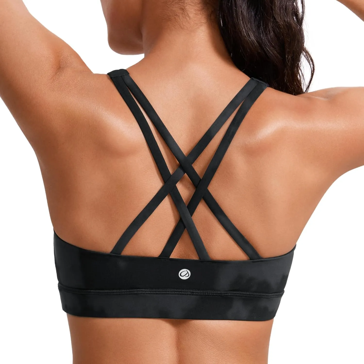 CRZ YOGA Women's Strappy Sports Bras Fitness Workout Padded Yoga Top Criss Cross Back Cami