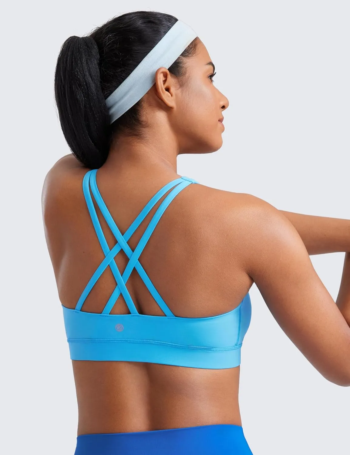 CRZ YOGA Women's Strappy Sports Bras Fitness Workout Padded Yoga Top Criss Cross Back Cami
