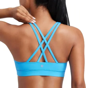 CRZ YOGA Women's Strappy Sports Bras Fitness Workout Padded Yoga Top Criss Cross Back Cami