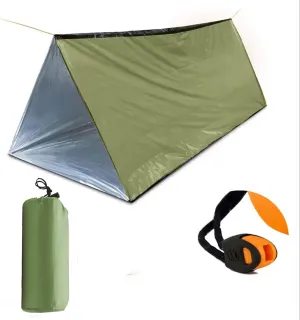 Emergency 2 Person Ultralight Survival Shelter, Tube Tent with Space Blanket for Camping, Hiking