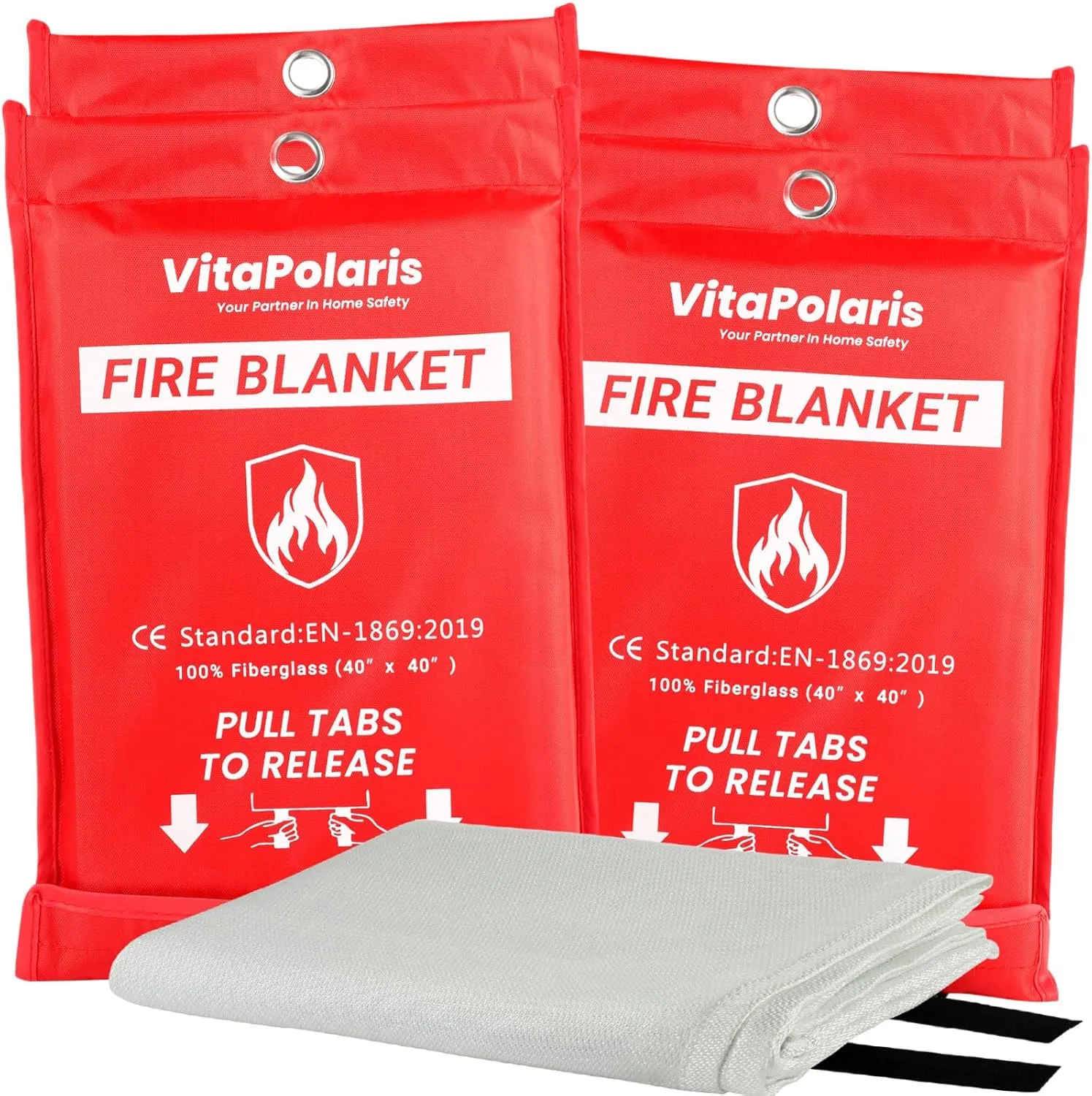 Heavy-Duty Emergency Fire Blanket for Home and Kitchen  2 Pack, Fireproof Fiberglass Fire Extinguisher Blanket for Welding, Fireplace, Car, Camping, Fire Suppression for Grease Fires