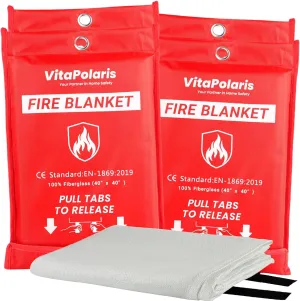 Heavy-Duty Emergency Fire Blanket for Home and Kitchen  2 Pack, Fireproof Fiberglass Fire Extinguisher Blanket for Welding, Fireplace, Car, Camping, Fire Suppression for Grease Fires