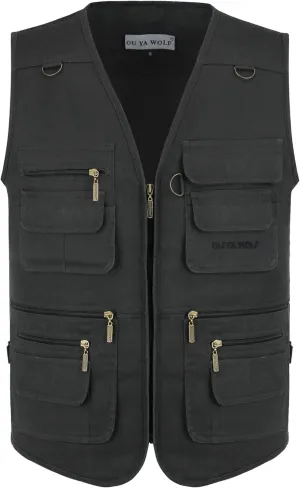 Men's Utility Work Hunting Travel Fishing Multi-Pockets Outdoor Vests