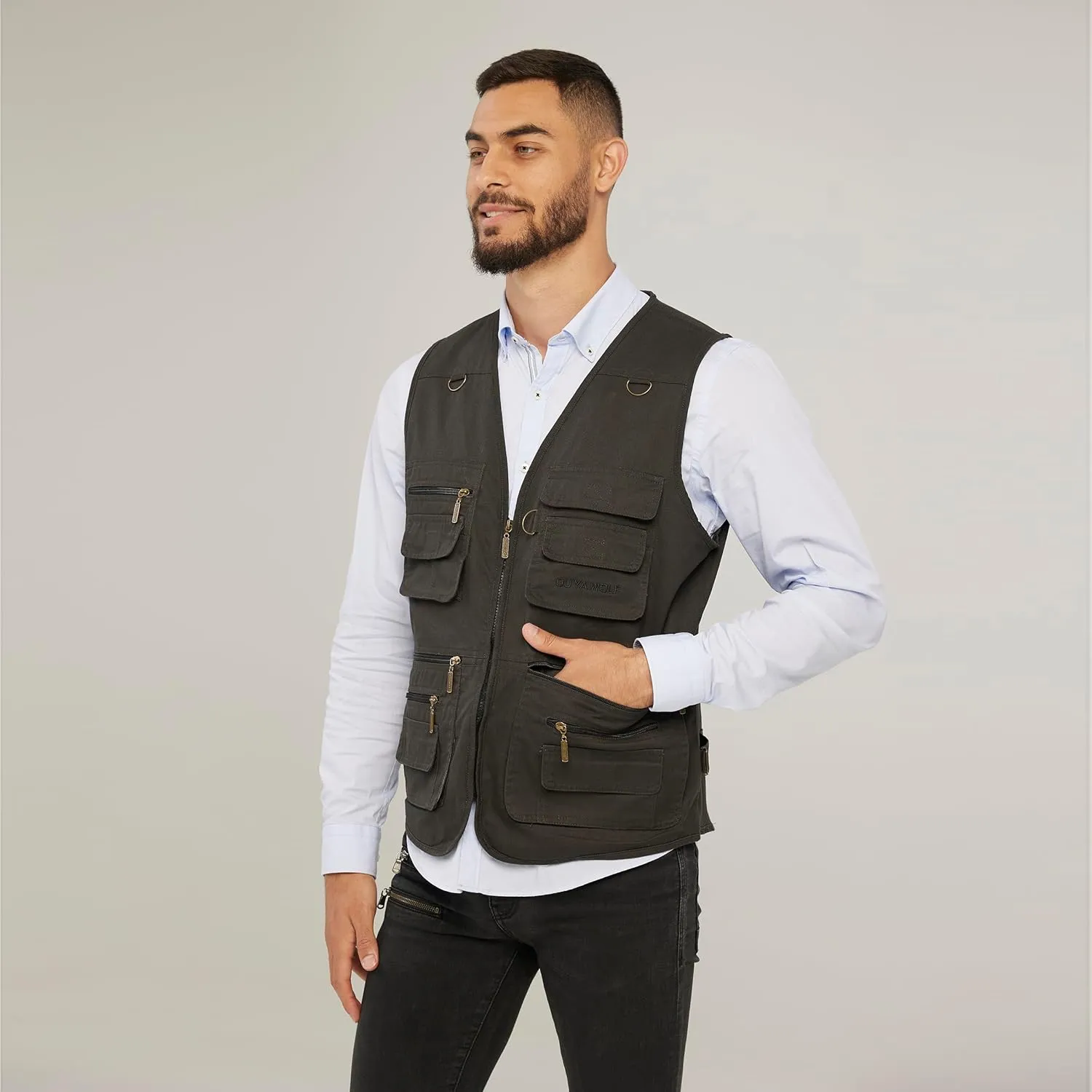 Men's Utility Work Hunting Travel Fishing Multi-Pockets Outdoor Vests