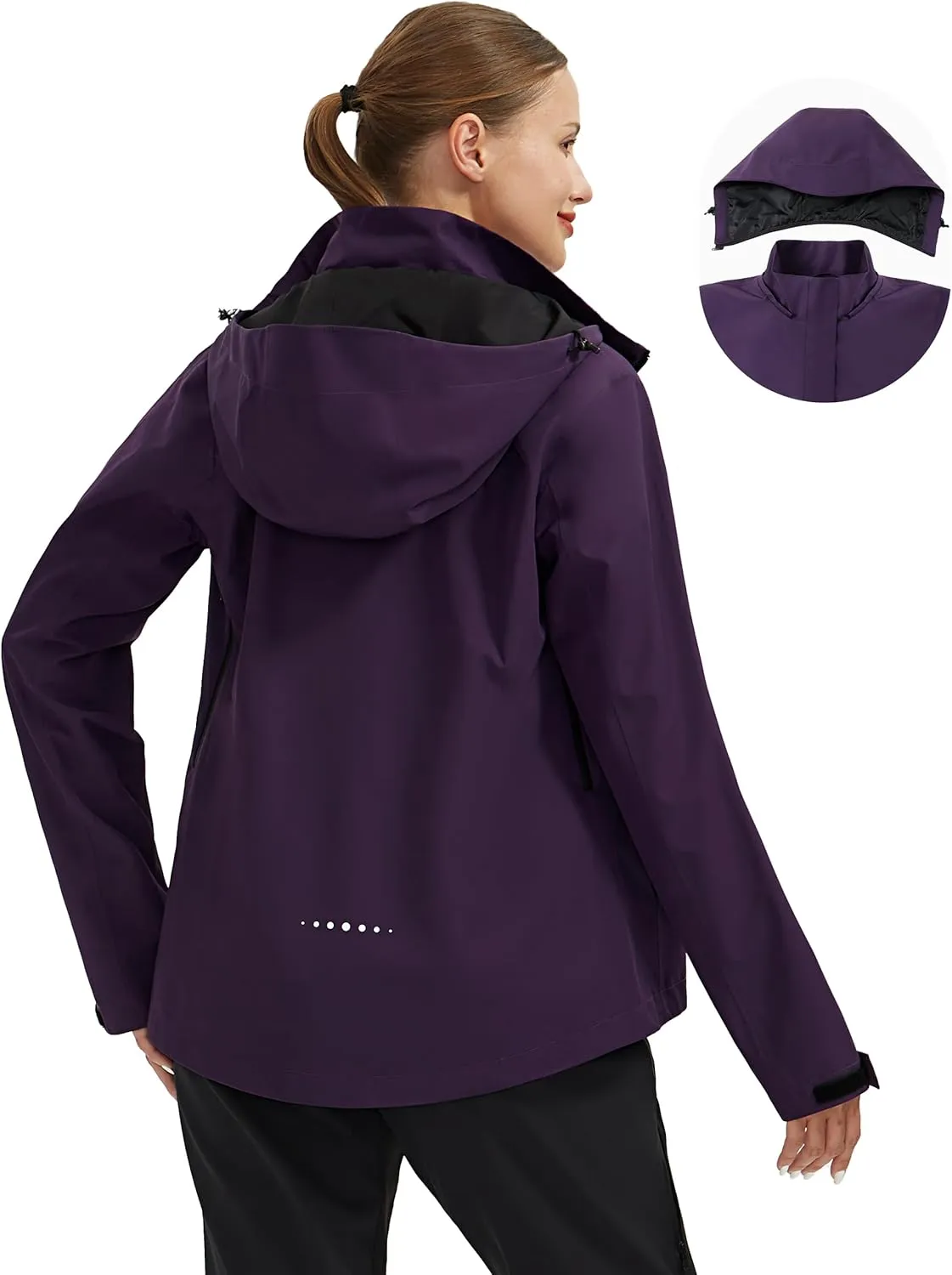 Pioneer Camp Women's Rain Jacket Waterproof Shell Jacket Hooded Windbreaker Lightweight Rain Coats for Outdoor Hiking Travel