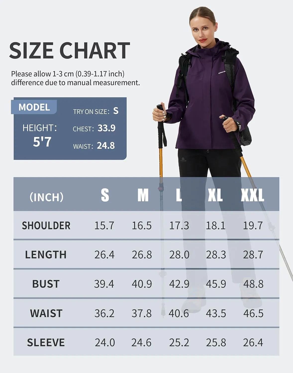 Pioneer Camp Women's Rain Jacket Waterproof Shell Jacket Hooded Windbreaker Lightweight Rain Coats for Outdoor Hiking Travel