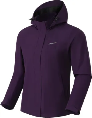 Pioneer Camp Women's Rain Jacket Waterproof Shell Jacket Hooded Windbreaker Lightweight Rain Coats for Outdoor Hiking Travel