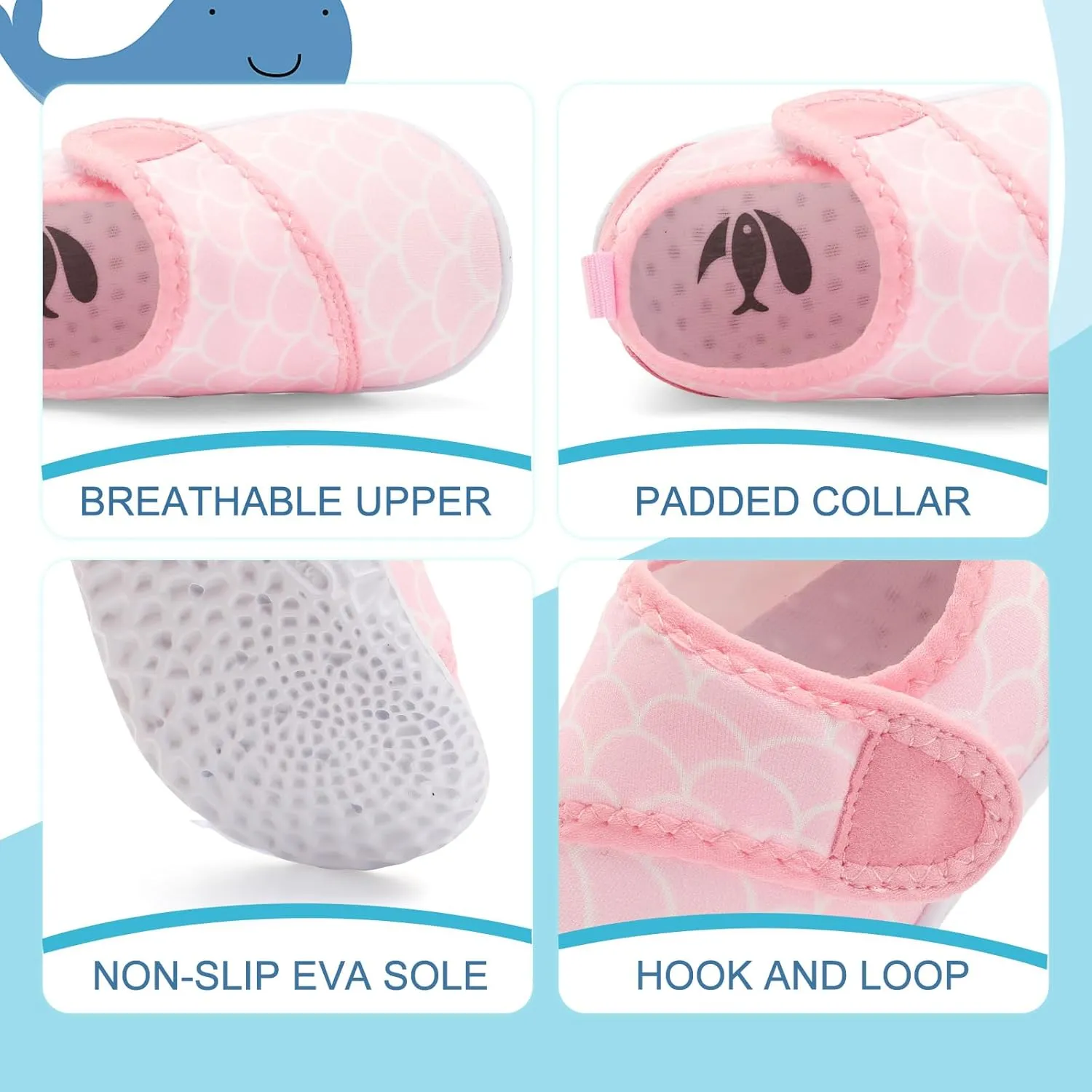 shopUAL Toddler Water Shoes Kids Girls Boys Beach Aqua Socks Skin Barefoot Walking Water Shoes Quick Dry Non-Slip Breathable Swim Pool Surf