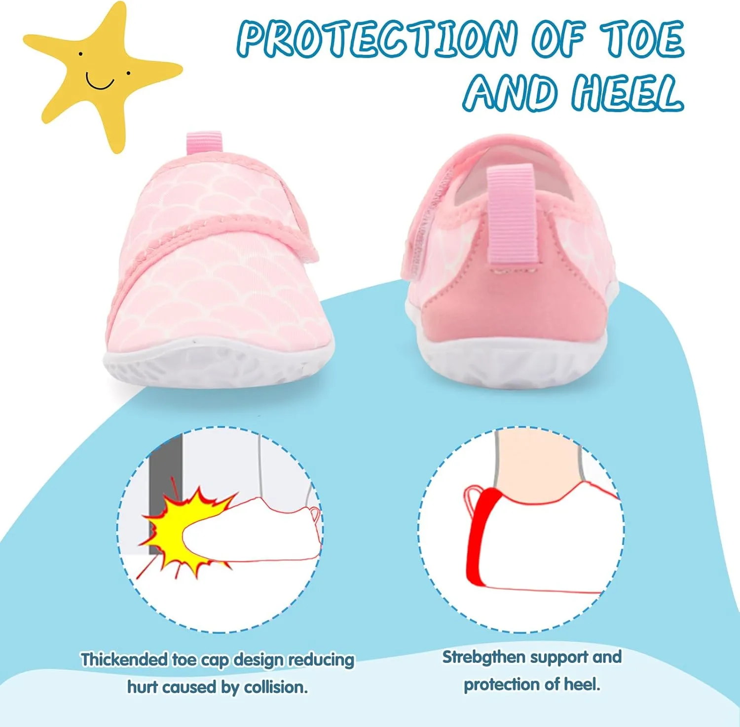 shopUAL Toddler Water Shoes Kids Girls Boys Beach Aqua Socks Skin Barefoot Walking Water Shoes Quick Dry Non-Slip Breathable Swim Pool Surf