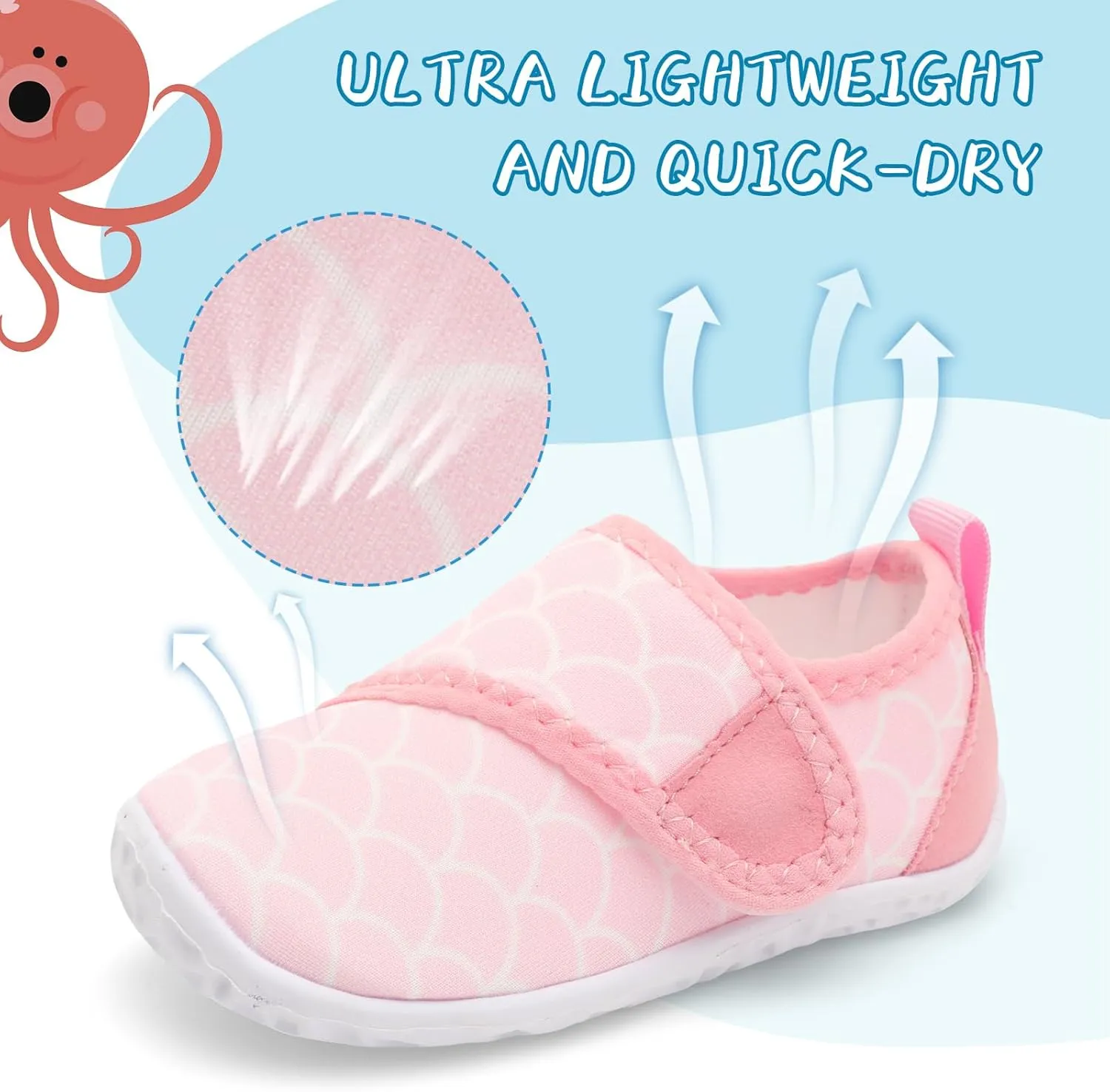 shopUAL Toddler Water Shoes Kids Girls Boys Beach Aqua Socks Skin Barefoot Walking Water Shoes Quick Dry Non-Slip Breathable Swim Pool Surf