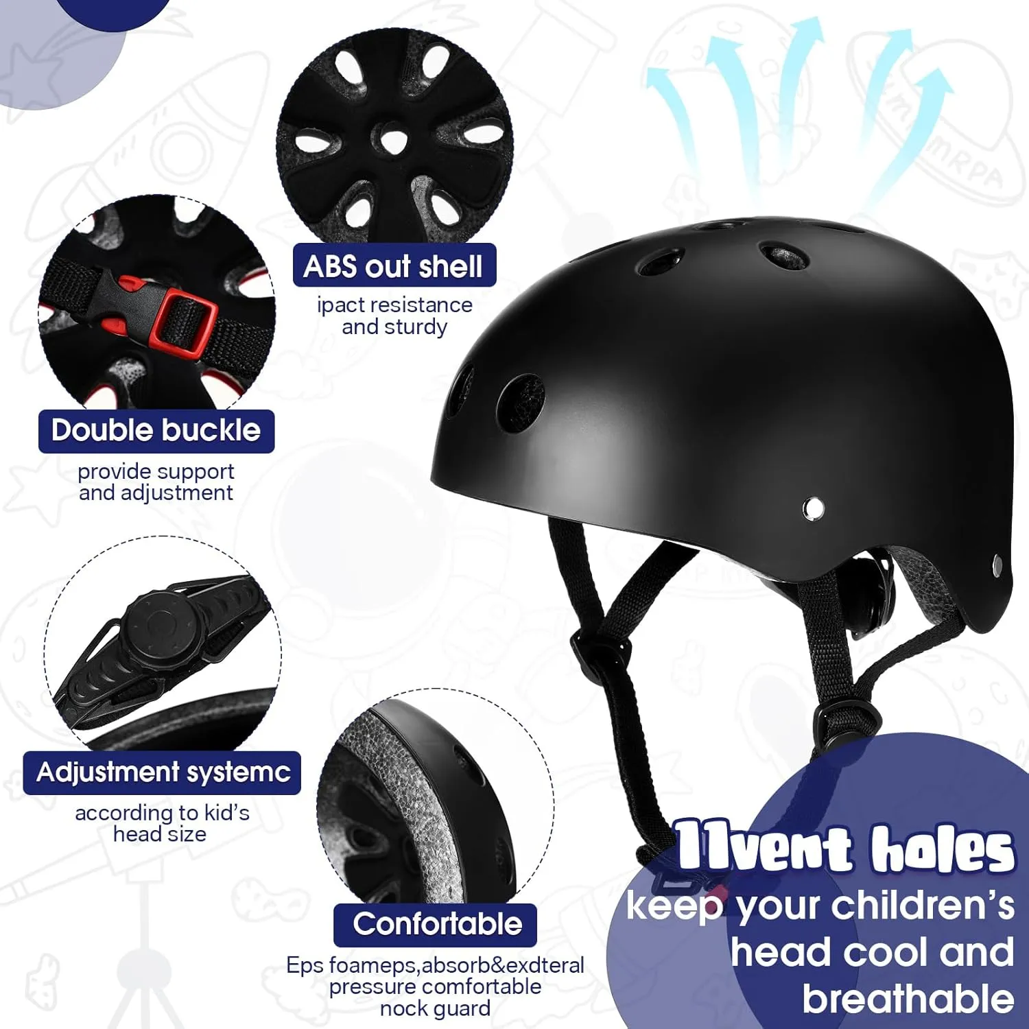 Syhood Kids Bike Helmet for Girls and Boys Ages 3-5-8 with Wrist Guard and Knee Pads Elbow Pads Adjustable Protective Gear and Bags for Toddler Skating Cycling Scooter
