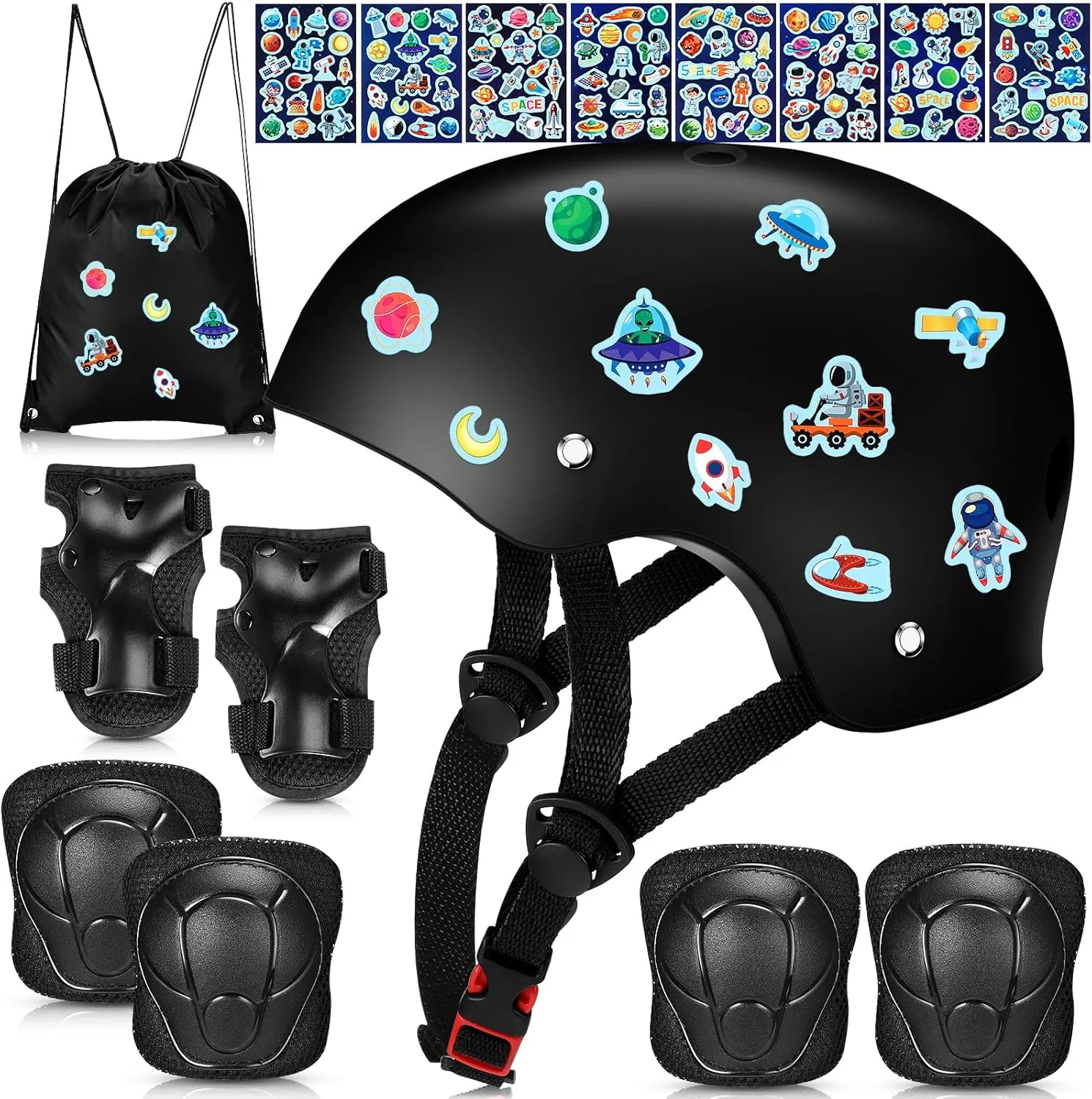 Syhood Kids Bike Helmet for Girls and Boys Ages 3-5-8 with Wrist Guard and Knee Pads Elbow Pads Adjustable Protective Gear and Bags for Toddler Skating Cycling Scooter