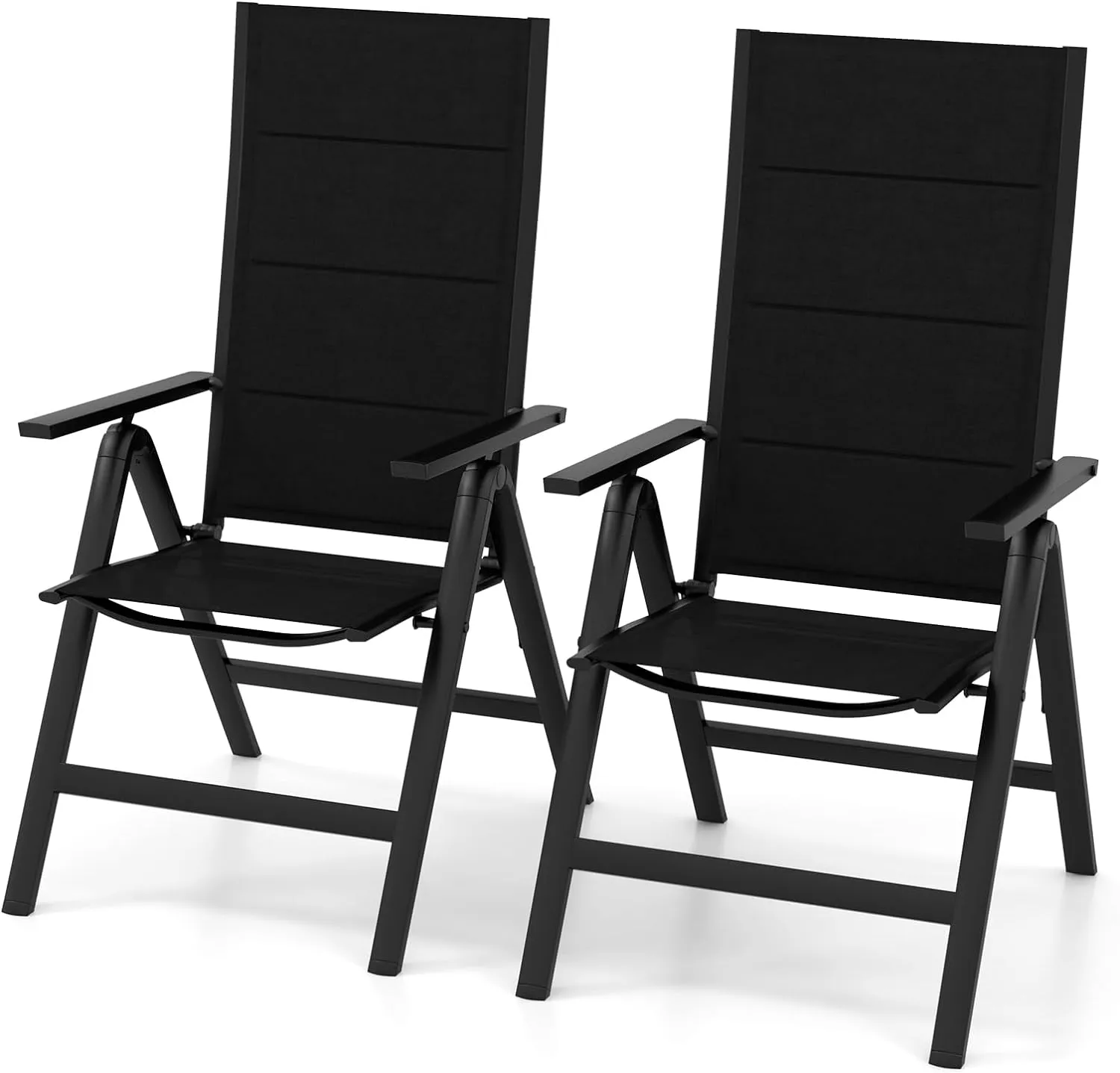 Tangkula Patio Folding Chair, Outdoor Dining Chairs with Soft Padded Seat, 7-Position Adjustable Backrest, Armrests
