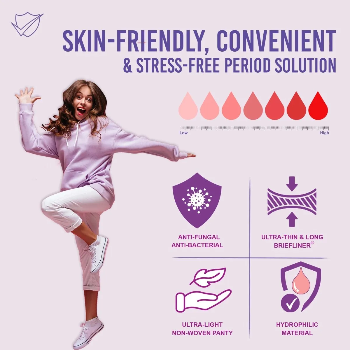 Trawee-PP Disposable Period Panty. High Absorbance for Medium-Heavy flow days.