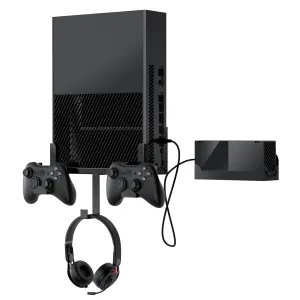 Wall Mount for Xbox One, Wall Mount Kit for Xbox One Original Power Brick Mount, with Detachable Controller Holder & Headphone Hanger, Xbox One Stand
