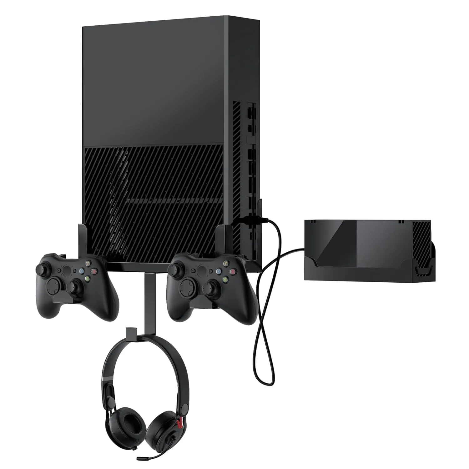 Wall Mount for Xbox One, Wall Mount Kit for Xbox One Original Power Brick Mount, with Detachable Controller Holder & Headphone Hanger, Xbox One Stand
