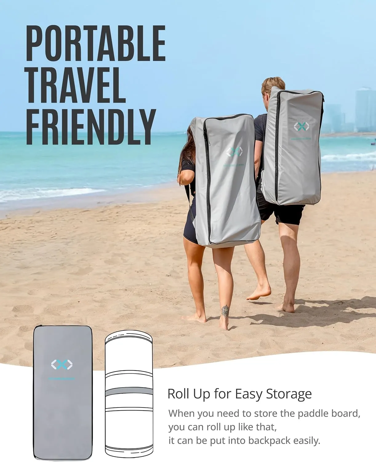 ZLX 10'6" Inflatable Stand Up Paddle Board, Extra Wide Stable Non-Slip Deck Pad, Unique Center Fin, Portable Paddleboard for Adults, Premium Blow Up Paddle Boards SUP for Beginners, All Skill Levels
