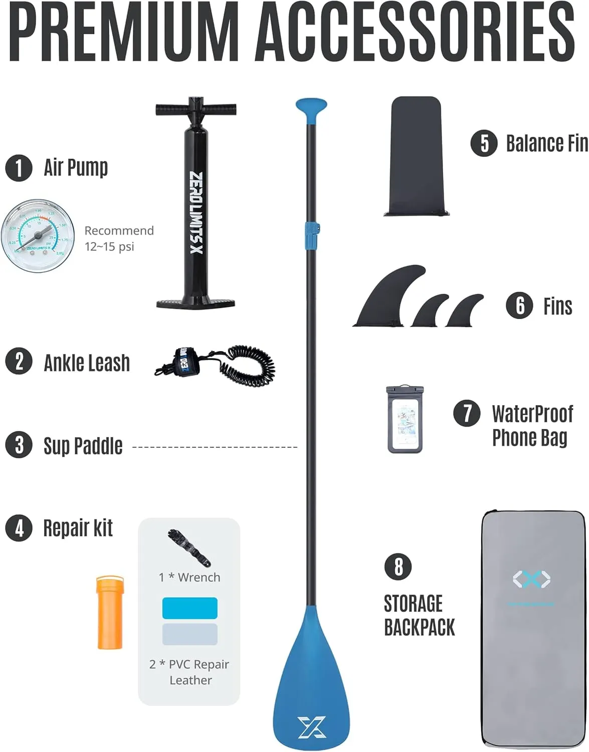 ZLX 10'6" Inflatable Stand Up Paddle Board, Extra Wide Stable Non-Slip Deck Pad, Unique Center Fin, Portable Paddleboard for Adults, Premium Blow Up Paddle Boards SUP for Beginners, All Skill Levels