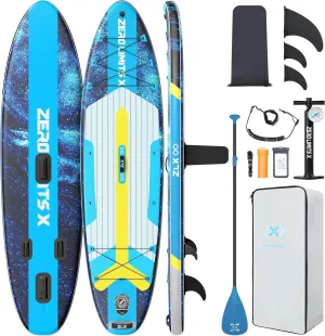 ZLX 10'6" Inflatable Stand Up Paddle Board, Extra Wide Stable Non-Slip Deck Pad, Unique Center Fin, Portable Paddleboard for Adults, Premium Blow Up Paddle Boards SUP for Beginners, All Skill Levels